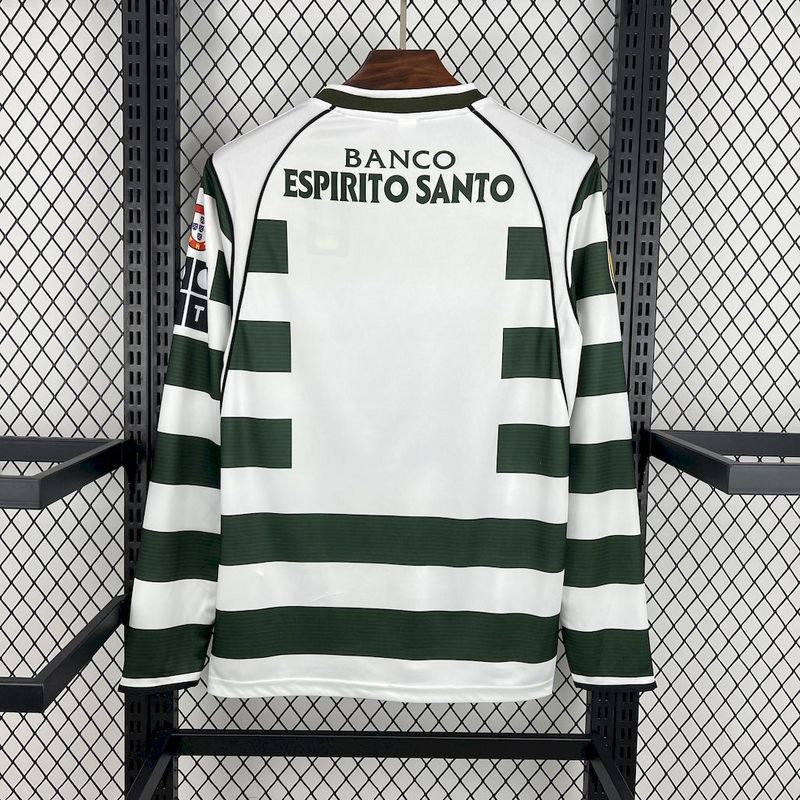 Sporting CP Retro Soccer Jersey Home Long Sleeve Custom Shirt 2001/03 - Image 2