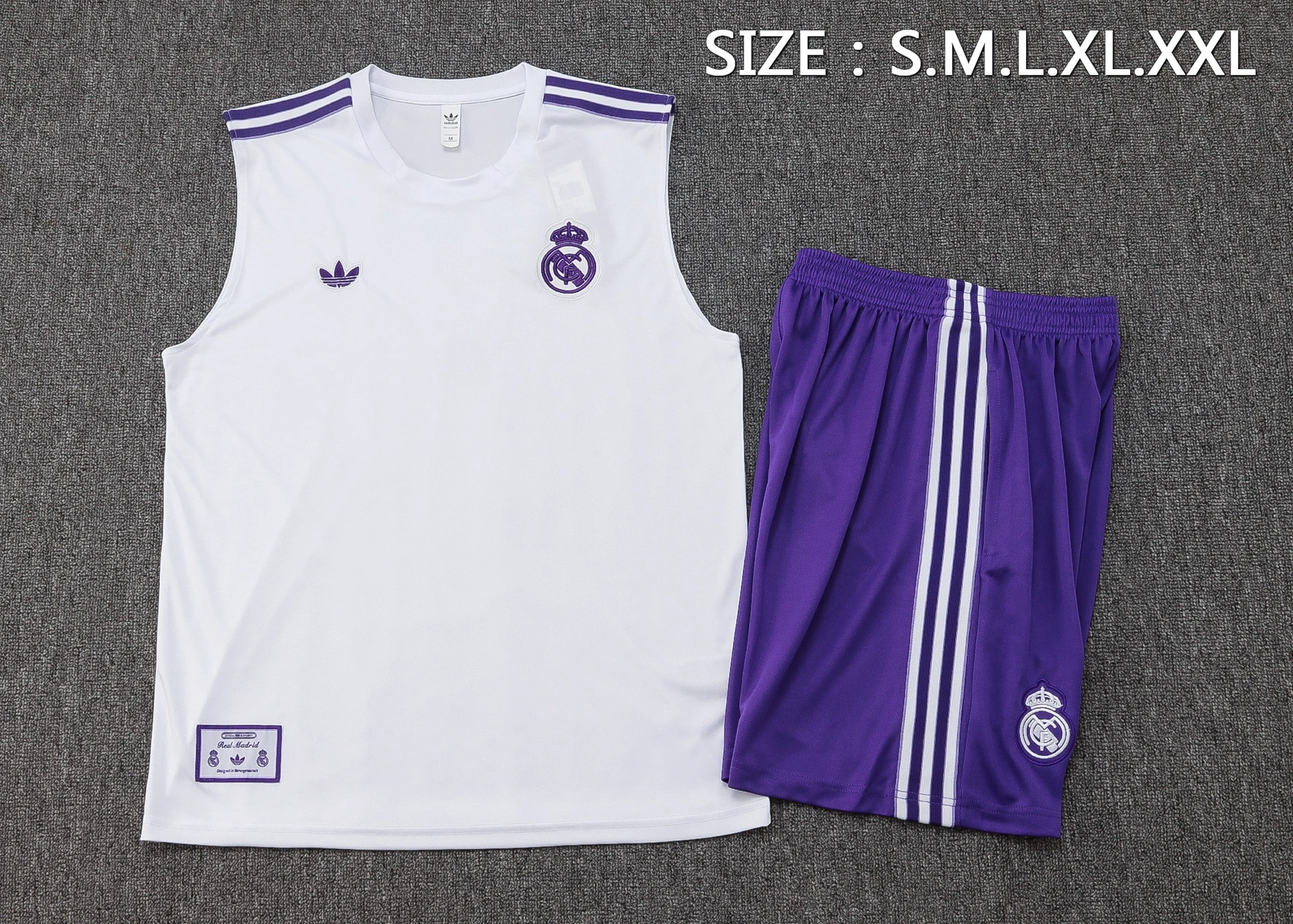 Real Madrid Sleeveless Training Kit White&Purple 2025/26 - Image 2