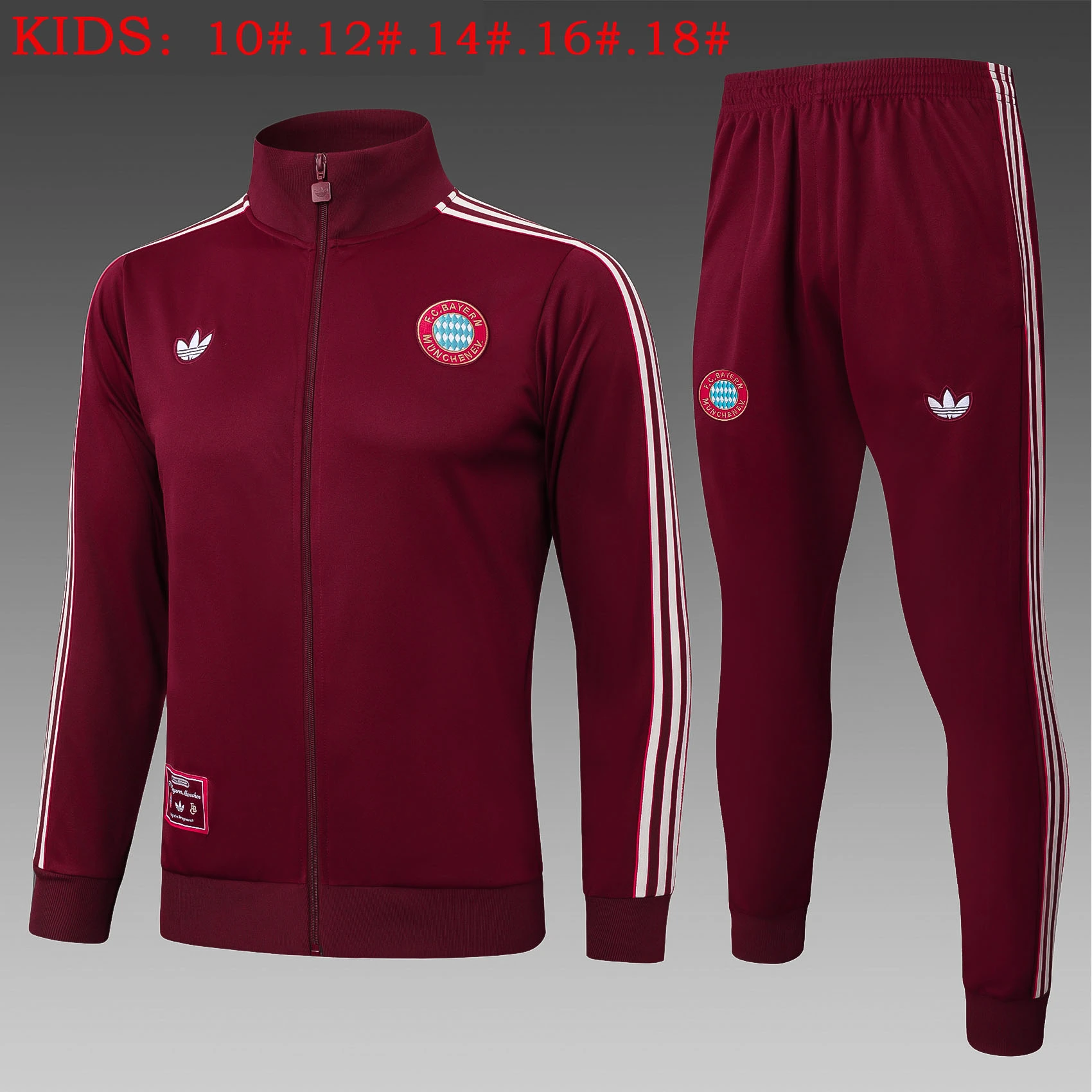 Kids Bayern Munich Training Kit (Jacket+Pants) Deep Red 2025/26