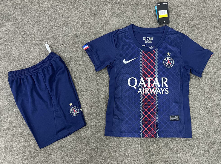 PSG Soccer Jersey Home Kids Kit Jersey+Shorts 2025/26 - With Star
