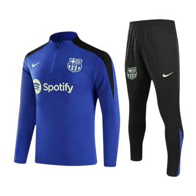 Kids Barcelona Zipper Sweat Kit (Top+Pants) Blue 2024/25