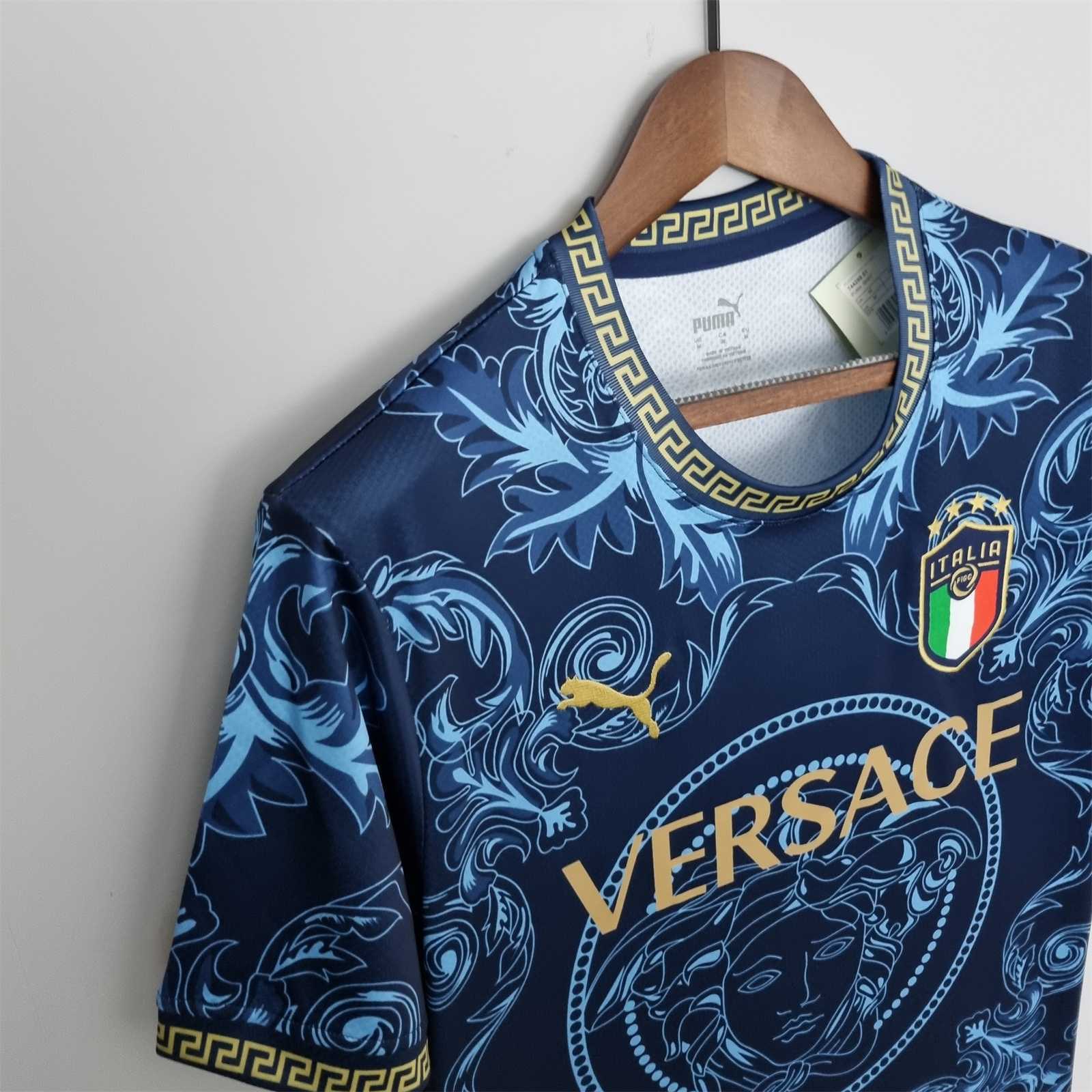 Italy Soccer Jersey x Versace Blue Special Edition Custom Shirt 2022 - Image 5