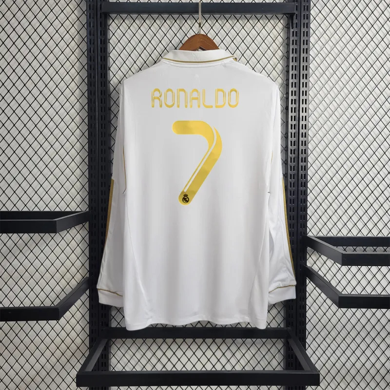 Real Madrid Retro Jersey Home Long Sleeve Soccer Custom Shirt 2011/12 - Image 3