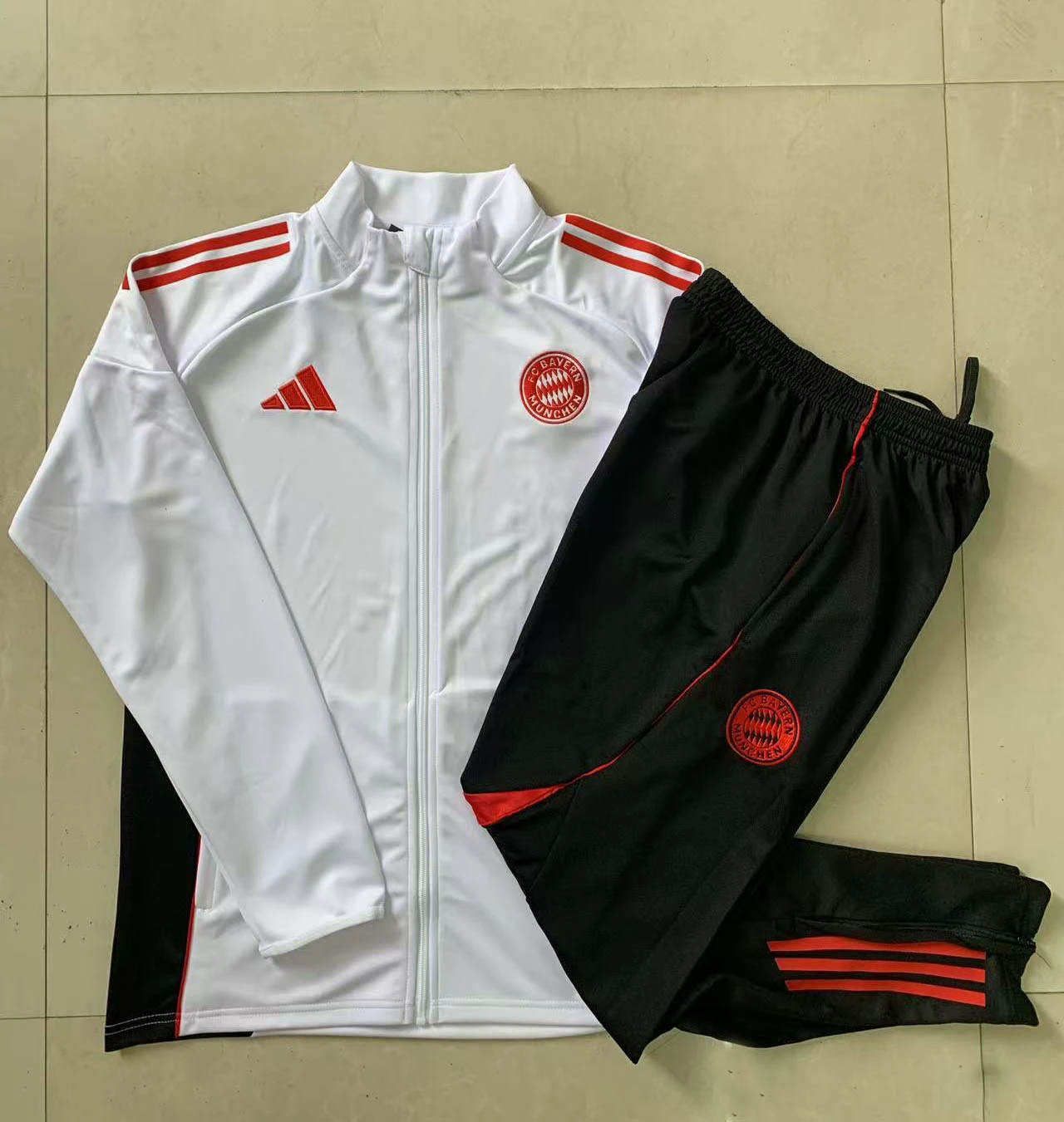 Kids Bayern Munich Training Kit (Jacket+Pants) White 2025/26 - Image 2
