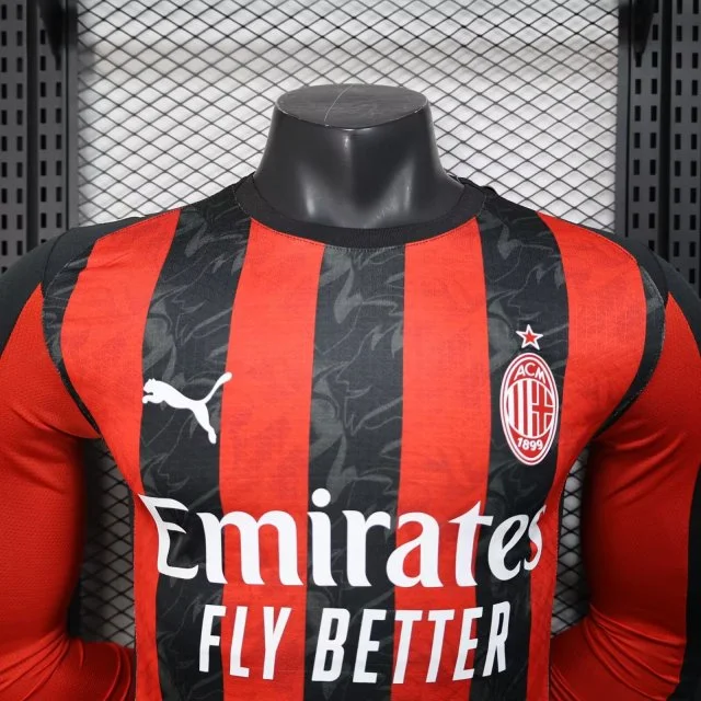 AC Milan Soccer Jersey Home Long Sleeve Shirt 2025/26 - Image 3