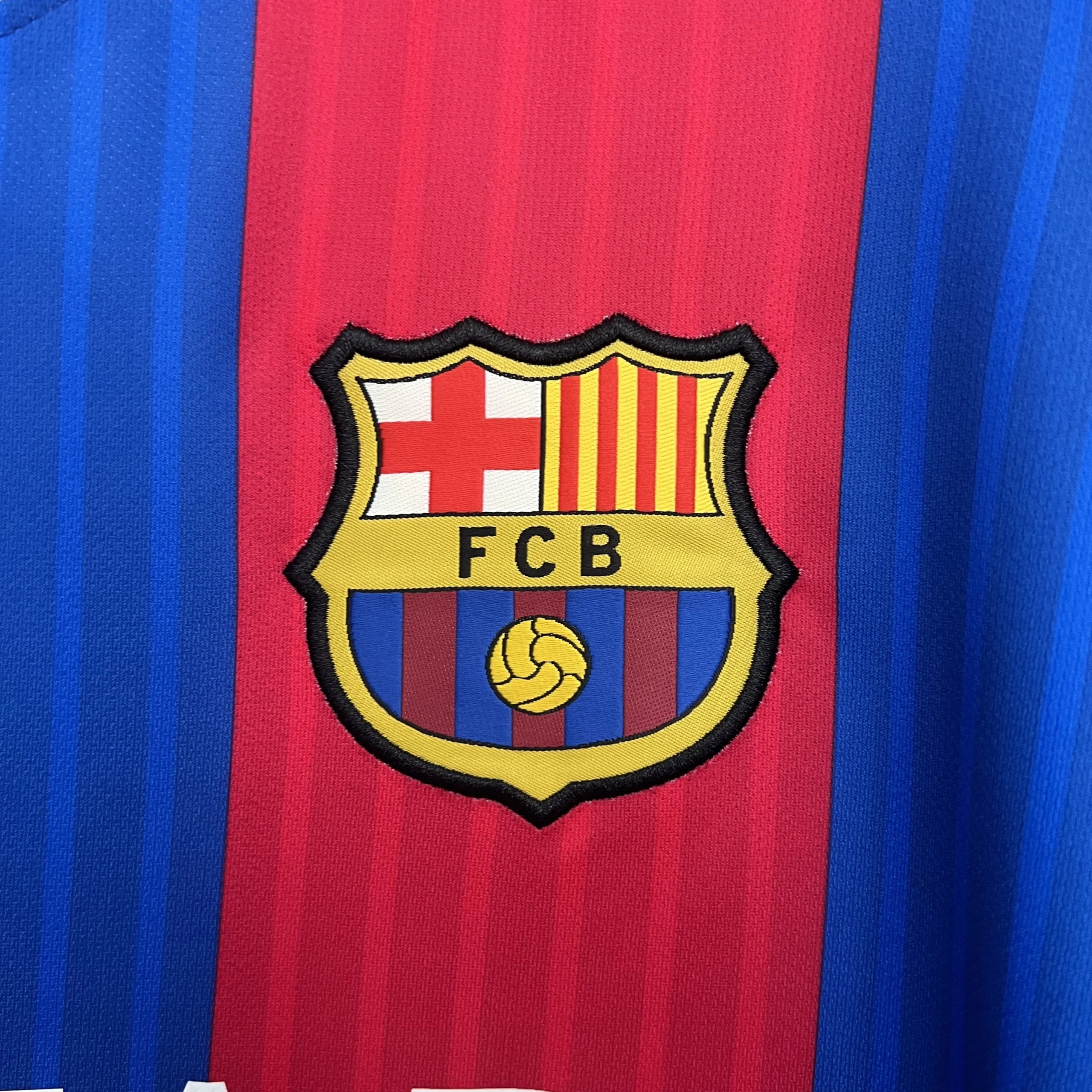 Barcelona Retro Jersey Home Long Sleeve Soccer Shirt 2014-15 - Image 6