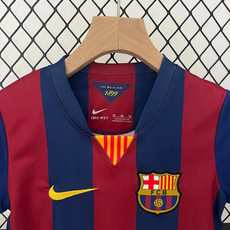 Barcelona Retro Jersey Home Kids Kit Jersey+Shorts 2014-15 - Image 3