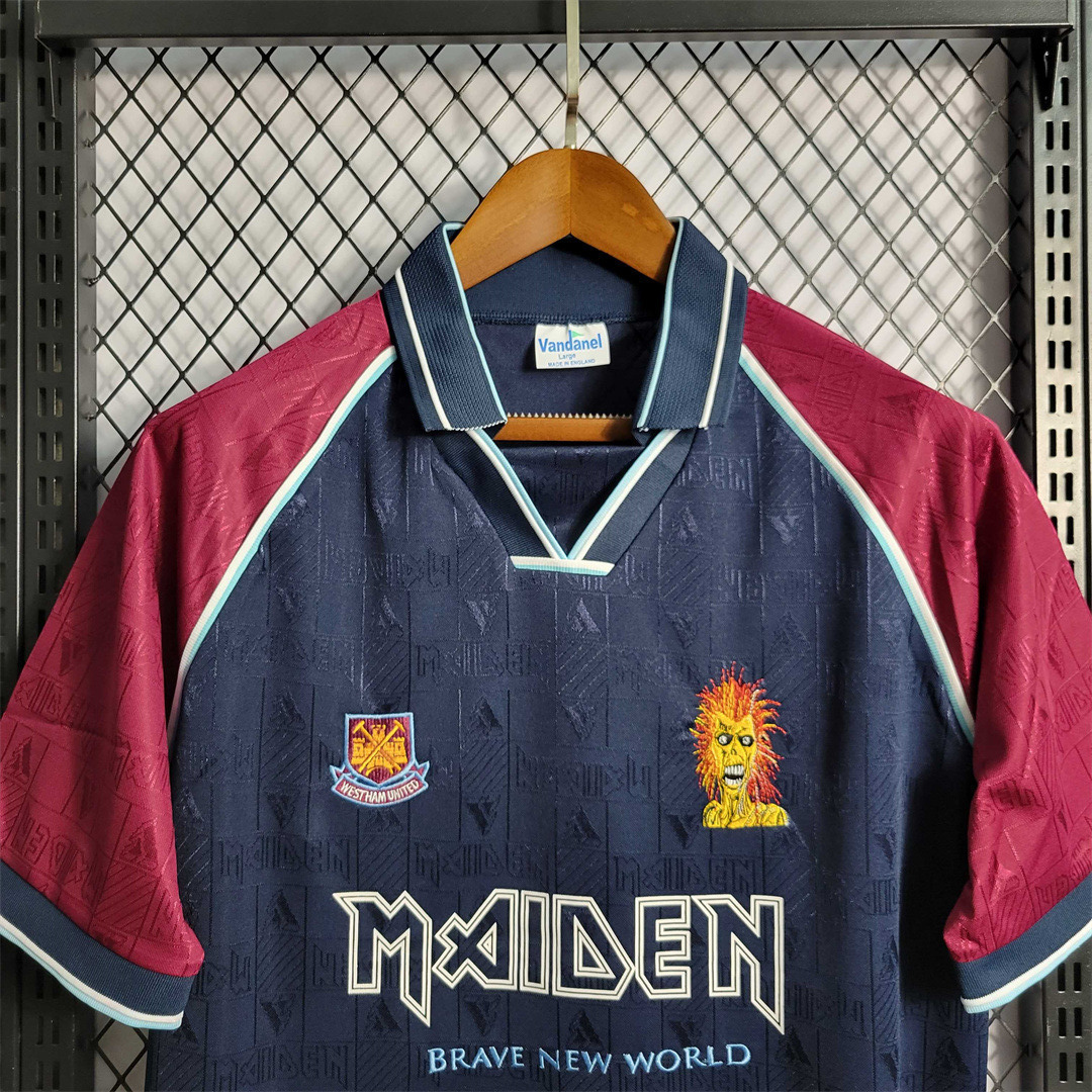 West Ham United Retro Football Jersey Iron Maiden Home Joint Board Shirt 1999/01 - Image 3