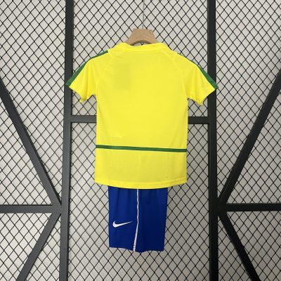 Alternative view of Brazil Retro Jersey Home Uniform Kids Kit Jersey+Shorts World Cup 2002
