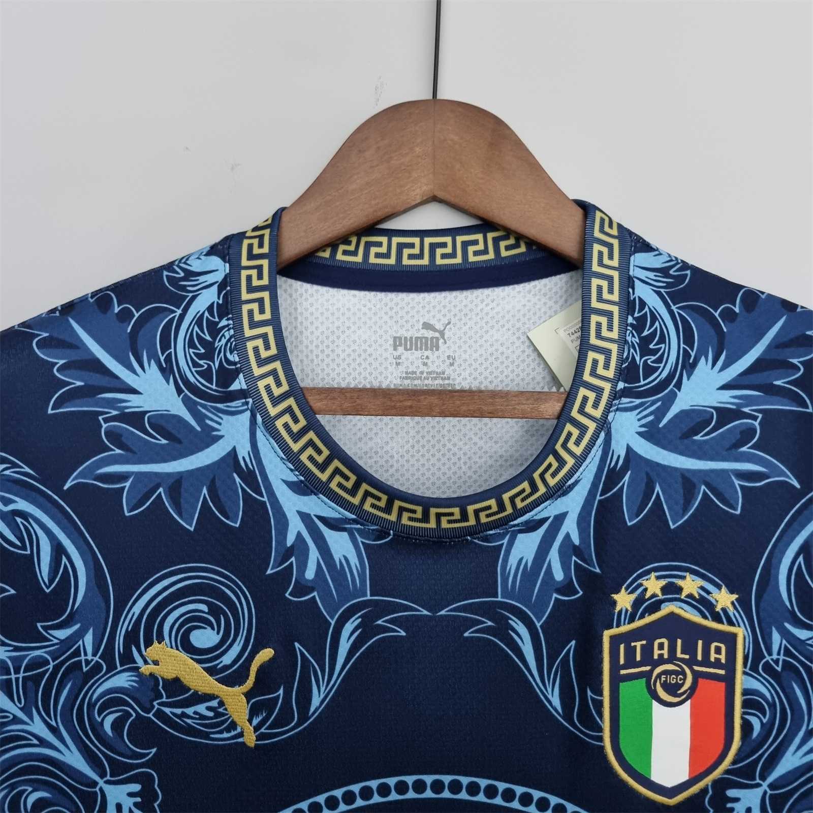 Italy Soccer Jersey x Versace Blue Special Edition Custom Shirt 2022 - Image 3
