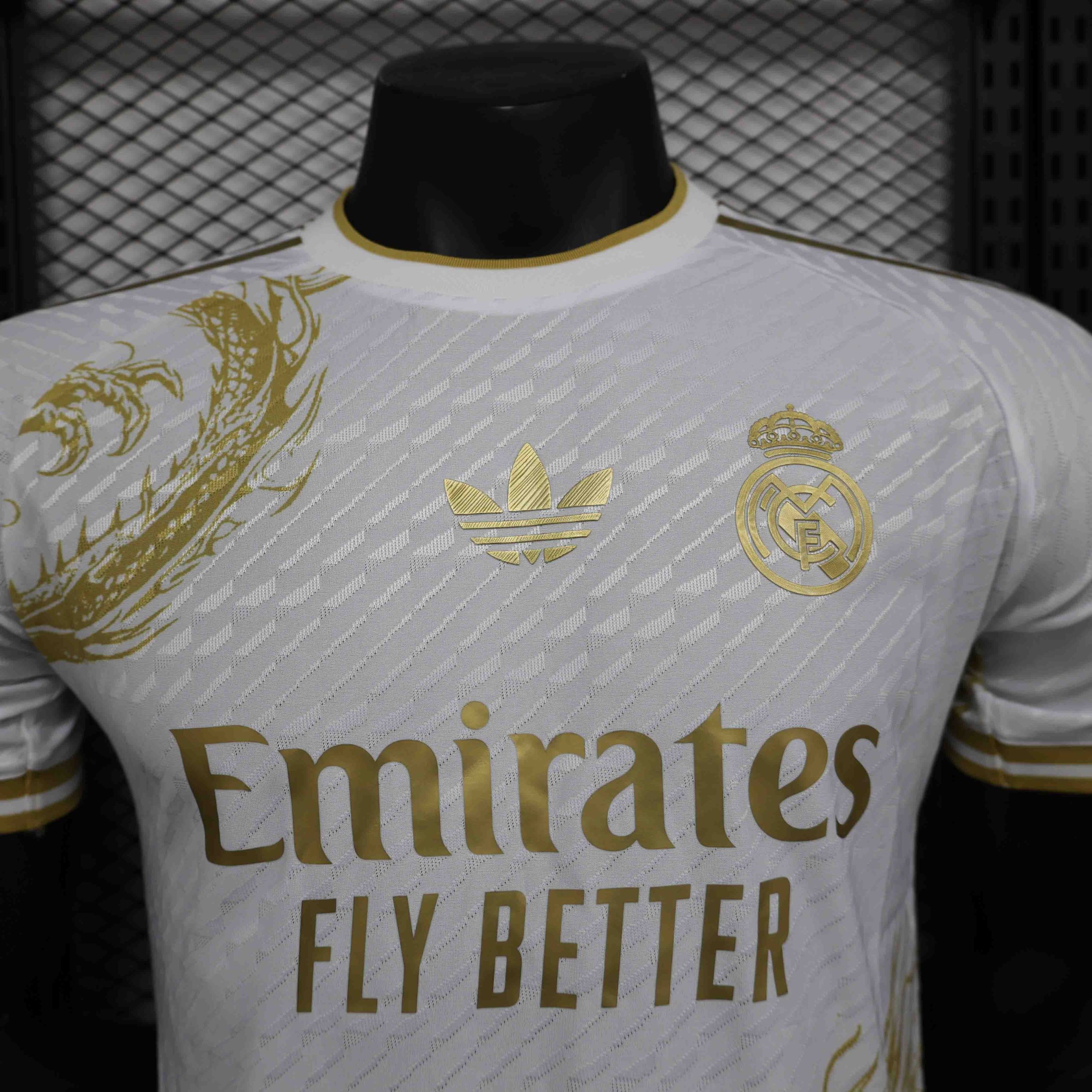 Real Madrid Soccer Jersey Golden Dragon White Special Edition Shirt 2024/25 - Image 3