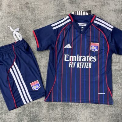 Olympique Lyonnais Football Jersey Away Kids Kit Jerseys+Shorts 2025/26