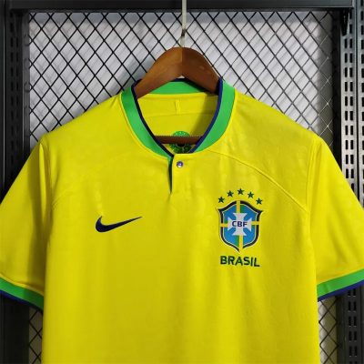 Alternative view of Brazil Retro Soccer Jersey Home Custom Shirt World Cup 2022