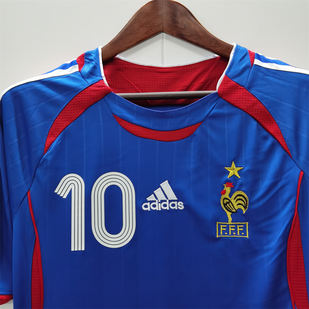 Zidane#10 France Retro Soccer Jersey Home Shirt World Cup 2006 - Image 4