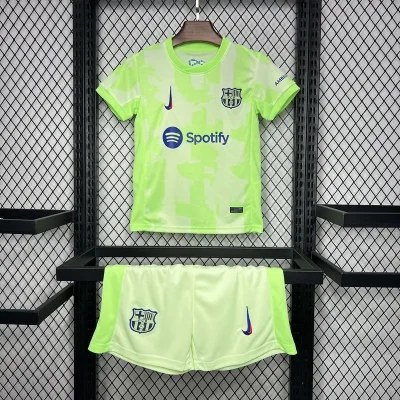 Barcelona Soccer Jersey Third Away Kids Kit Jersey+Shorts 2024/25 Spotify Logo Without Text
