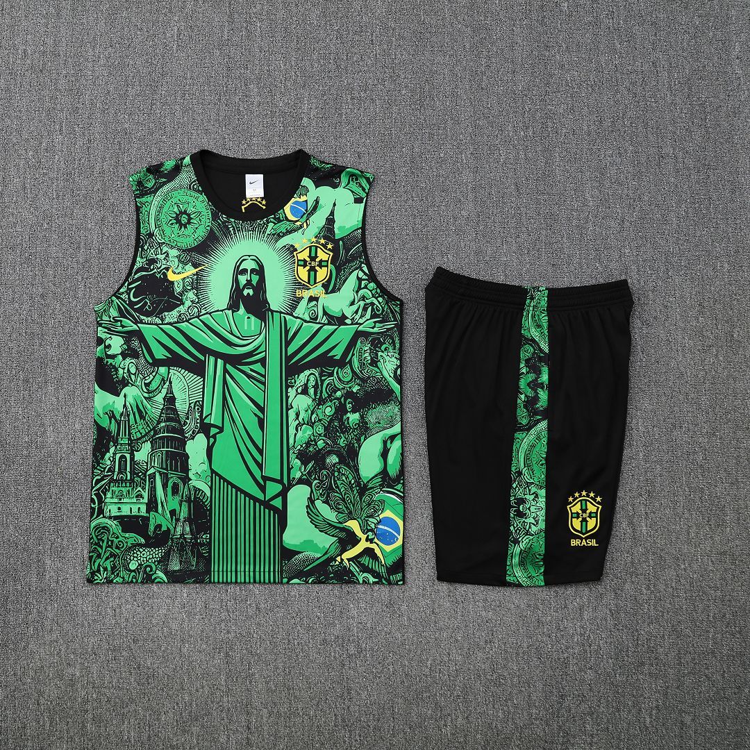 Brazil Sleeveless Training Kit Green 2025 - Image 3