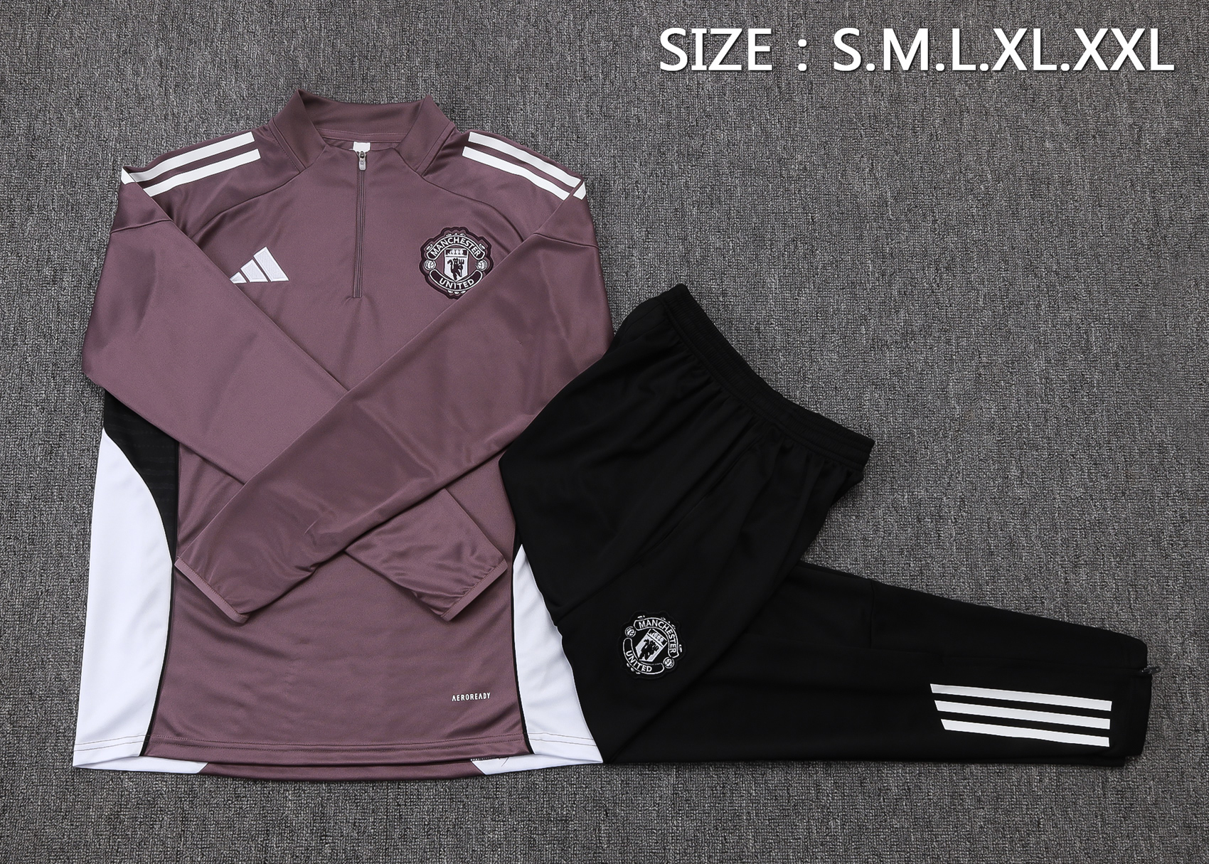 Manchester United Training Kit (Sweatshirt+Pants) Grayish Purple 2025/26 - Image 2