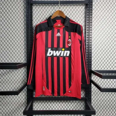 AC Milan Retro Soccer Jersey Home Long Sleeve Custom Shirt 2007/08