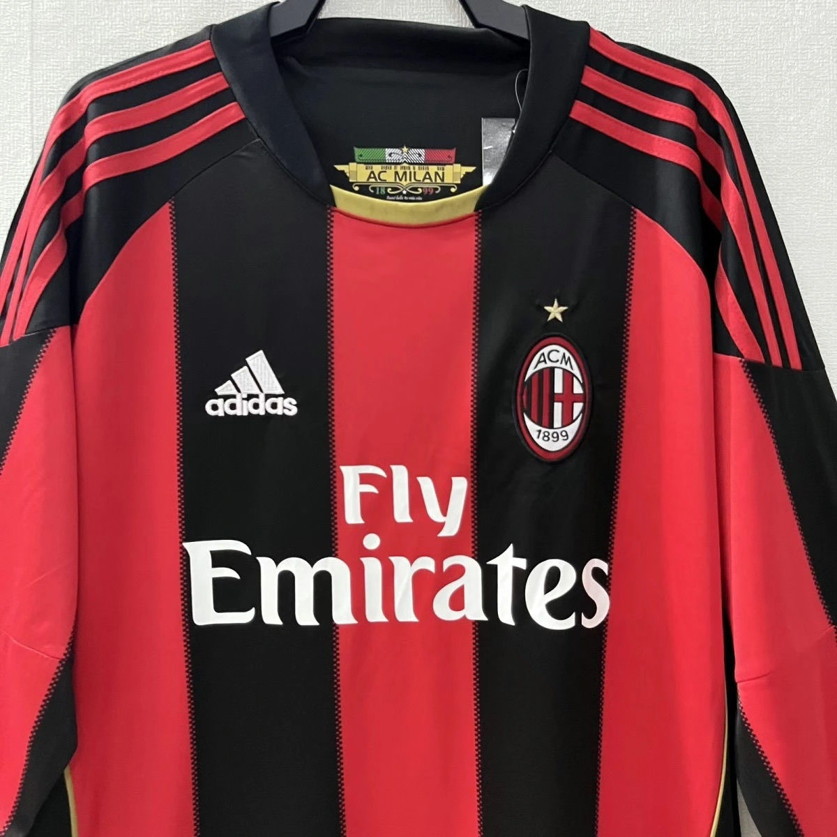 AC Milan Retro Soccer Jersey Home Long Sleeve Custom Shirt 2010/11 - Image 3