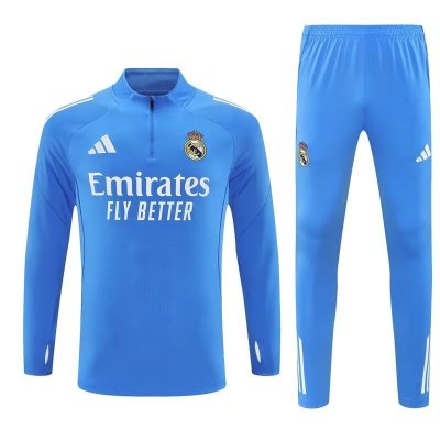 Kids Real Madrid Training Kit (Sweatshirt+Pants) Blue 2025/26