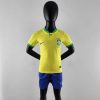 Brazil Retro Jersey Home Uniform Kids Kit Jersey+Shorts 2022