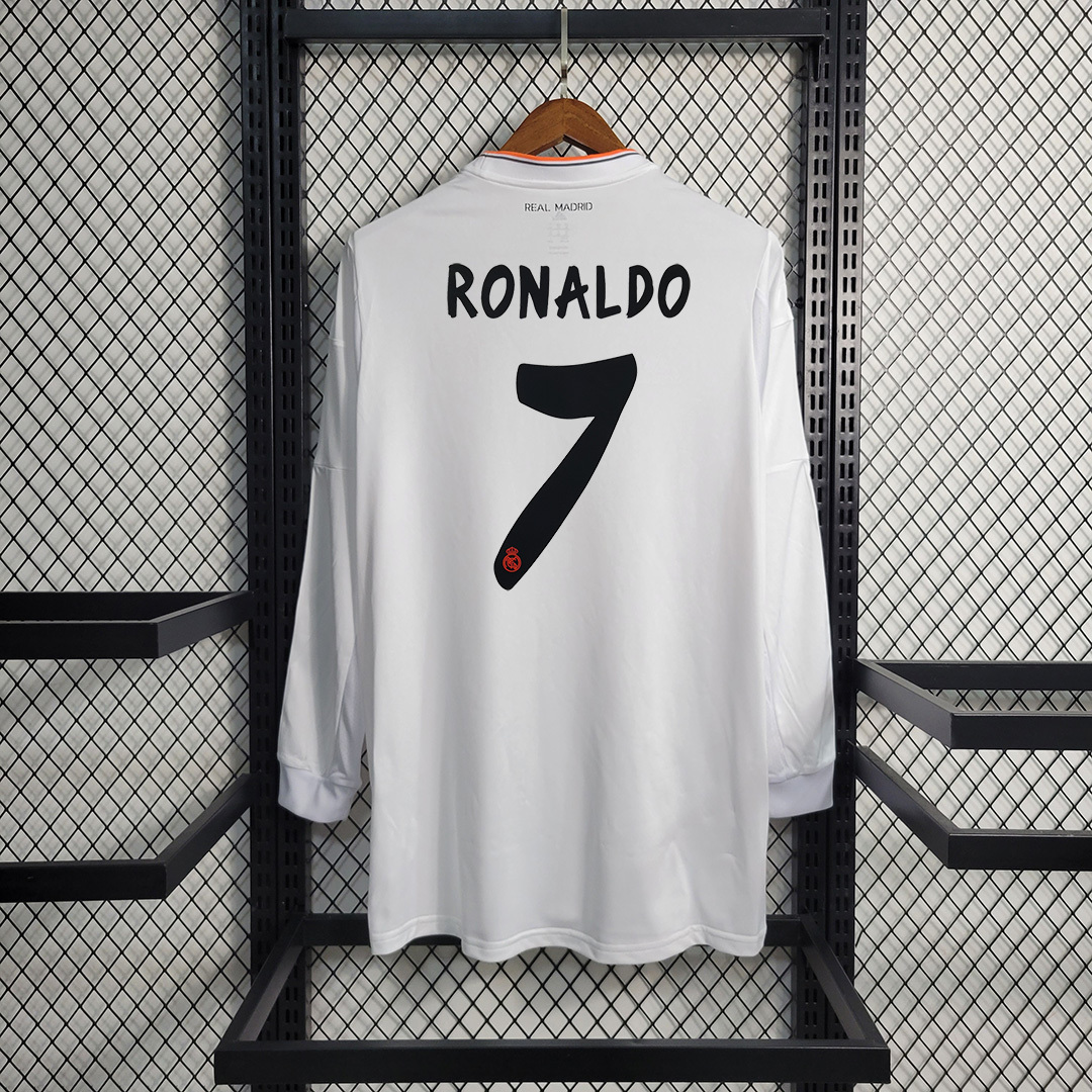 Real Madrid Retro Jersey Home Custom Long Sleeve Soccer Shirt 2013/14 - Image 2