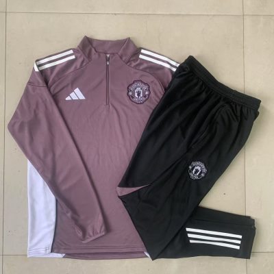 Alternative view of Kids Manchester United Training Kit (Sweatshirt+Pants) Grayish Purple 2025/26