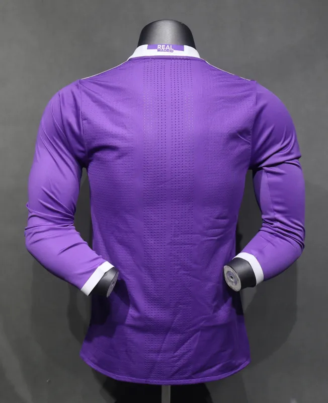 Real Madrid Retro Jersey Away Long Sleeve Soccer Shirt 2016/17 - Image 2