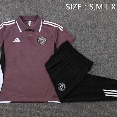 Alternative view of Manchester United Training Kit (Polo+Pants) Grayish Purple 2025/26