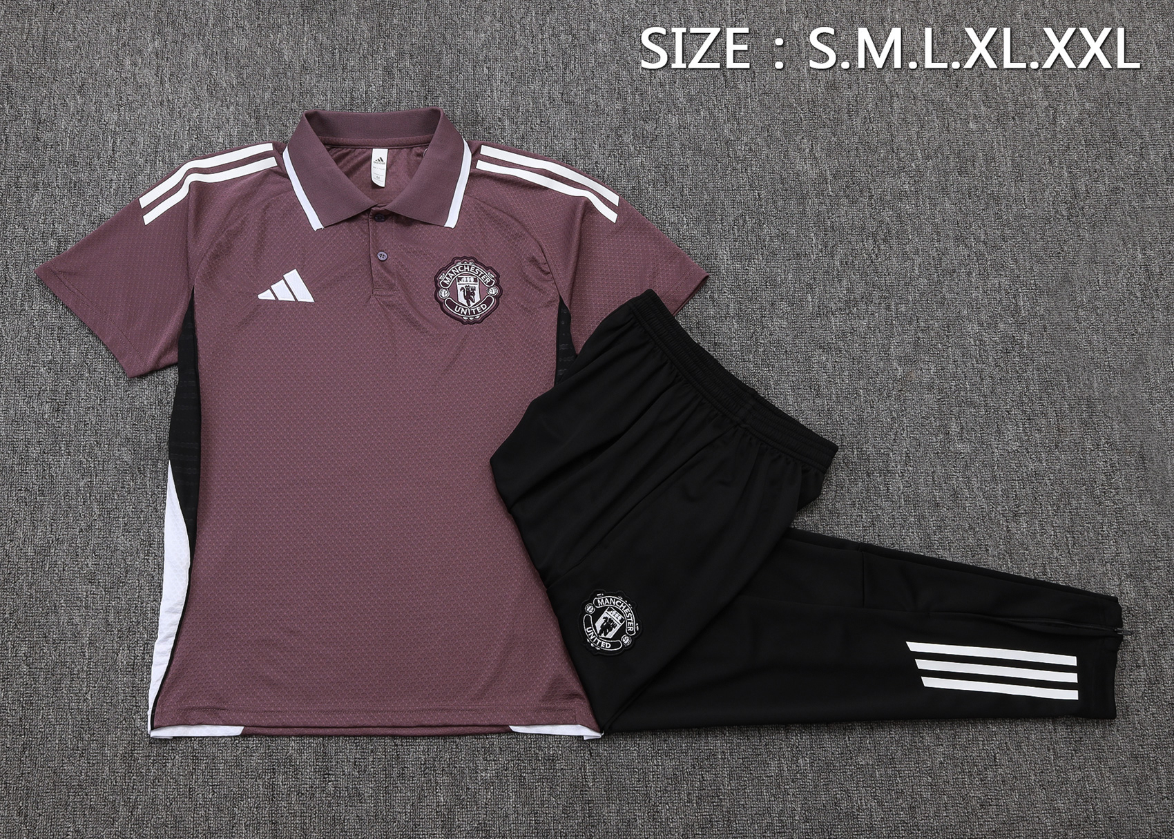 Manchester United Training Kit (Polo+Pants) Grayish Purple 2025/26 - Image 2
